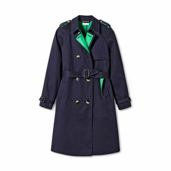 Phillip Lim Women's Trench Coat Navy/Green - Picture 5 of 5